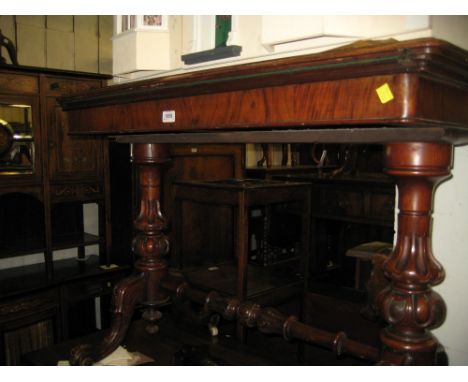 Victorian walnut rectangular fold-over card table (top a/f)