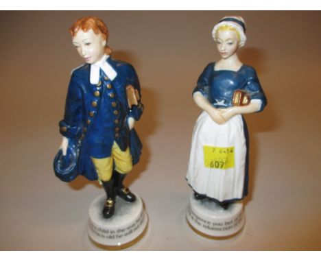 Royal Worcester Limited Edition Blue Coat schoolboy, No. 136 of 200 and another of a girl from the same series, No. 136 of 20