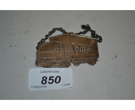 London silver whisky decanter label in the form of a lorry