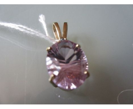 Large 9ct yellow gold pale amethyst and small aquamarine set pendant
