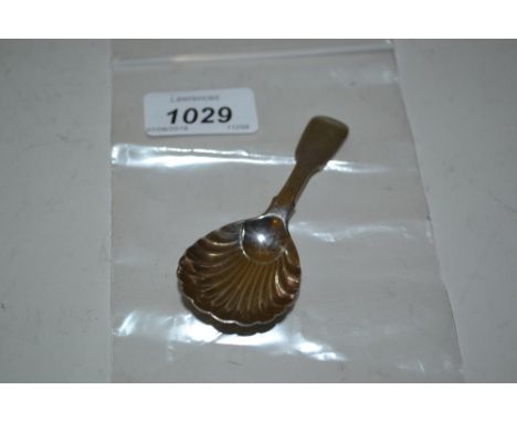 George III silver caddy spoon with Shell pattern bowl and Fiddle pattern handle, London, 1817, maker WE and WF