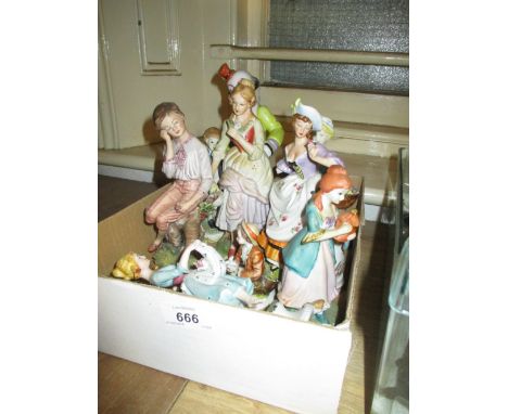 Royal Worcester ' Grandmothers Dress ', together with eight various continental porcelain figures