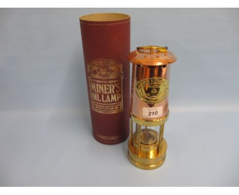 Thomas and Williams copper and brass presentation miners lamp