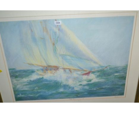 Constance Halford-Thompson, artist signed Limited Edition coloured print, ' Rough Seas, I ' gilt framed