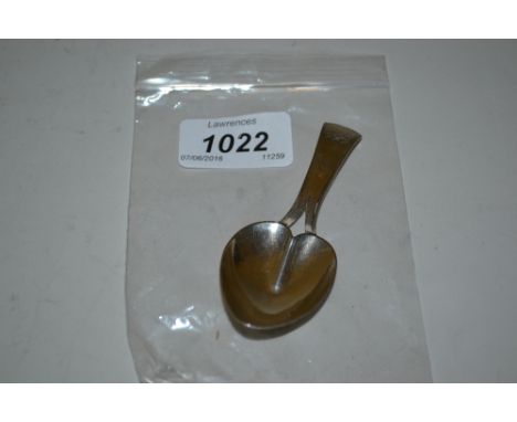 George III silver caddy spoon with a heart shaped bowl and line edge handle, London, 1803, maker JS