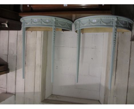 Pair of painted half round console tables