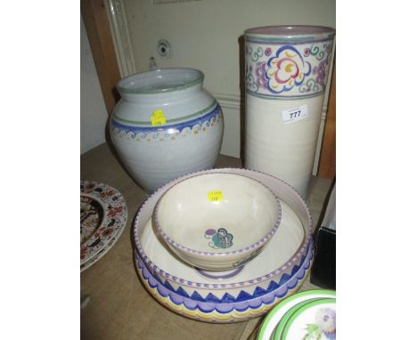 Four Carter Stabler Adams Poole Pottery items (with damages)