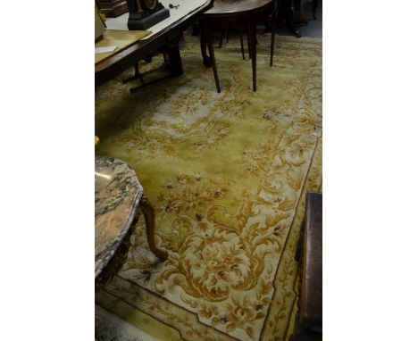 Large Chinese floral decorated carpet with multiple borders, 9ft x 12ft approximately