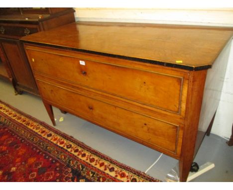 19th Century Continental satin birch two drawer commode in Biedermeier style raised on square tapering supports