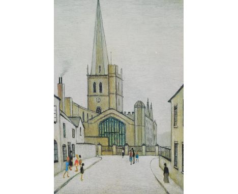 L.S. Lowry, signed Limited Edition colour print ' Burford Church ', published by Grove Galleries Ltd., Manchester, No. 845 of