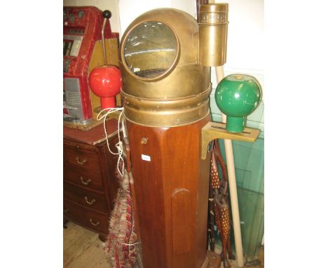 Large brass mounted hardwood ship's binacle compass