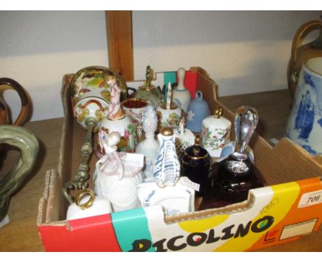 Collection of sixteen various bells including Lladro, Capo di Monte, Wedgwood, Ainsley etc. and a small Capo di Monte mug