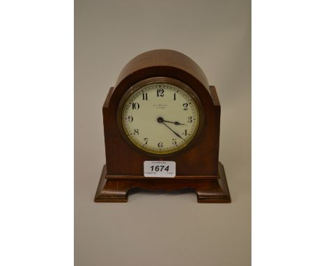 Small Edwardian mahogany mantel clock by Benson, London, together with two walnut cased mantel clocks