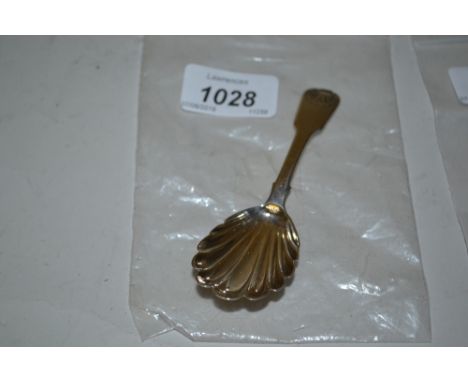 George IV silver caddy spoon with Shell pattern bowl and Fiddle and Shell pattern handle, London, 1823, maker IW