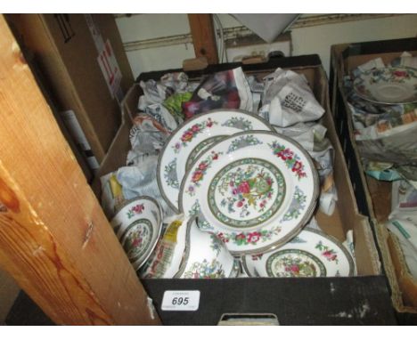 Box containing a quantity of various Paragon Tree of Cashmere pattern teaware