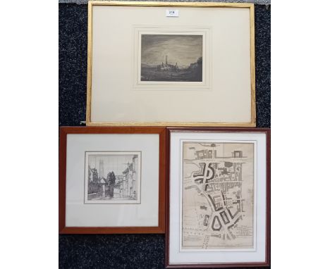 3 Artworks;A map for plans of opening a communication between The North & South sides of the city by means a bridge entering 