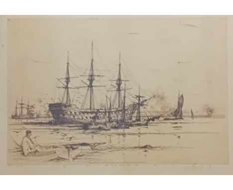 D. Y Cameron (1865-1945)Antique etching  ''The Old Revenge'', signed.[Frame 48x60cm] 