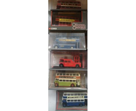 Collection of 16 - The Original Omnibus Company Buses and Fire Engine cast scale models. 