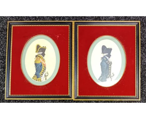 John MolloPair of antique lithograph silhouettes ''Captain, three years post, Frock uniform 1787-1795'' & ''Admiral, Full Dre