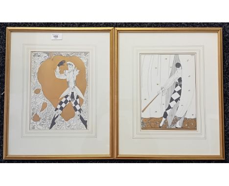 Roberto Montenegro (1887-1968)A pair of black, white and gold lithograph prints of Vaslav Nijinsky performing for the Ballet 