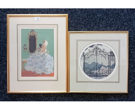 Two Artworks;Ettore TittoTinted lithograph prints titled ''Harlequin and Pierot'' copy 281/500 and  ''Idylle Aux Etoiles & Le