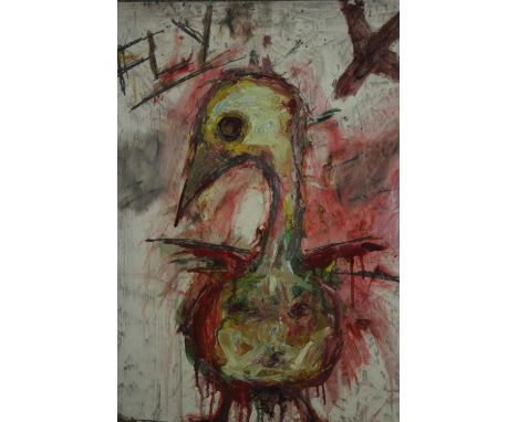 STOT21stCplanB (Harry Adams), 20th Century, "Fly You Fat F**k", Oil, encaustic and household paint on board. Label verso. H.7