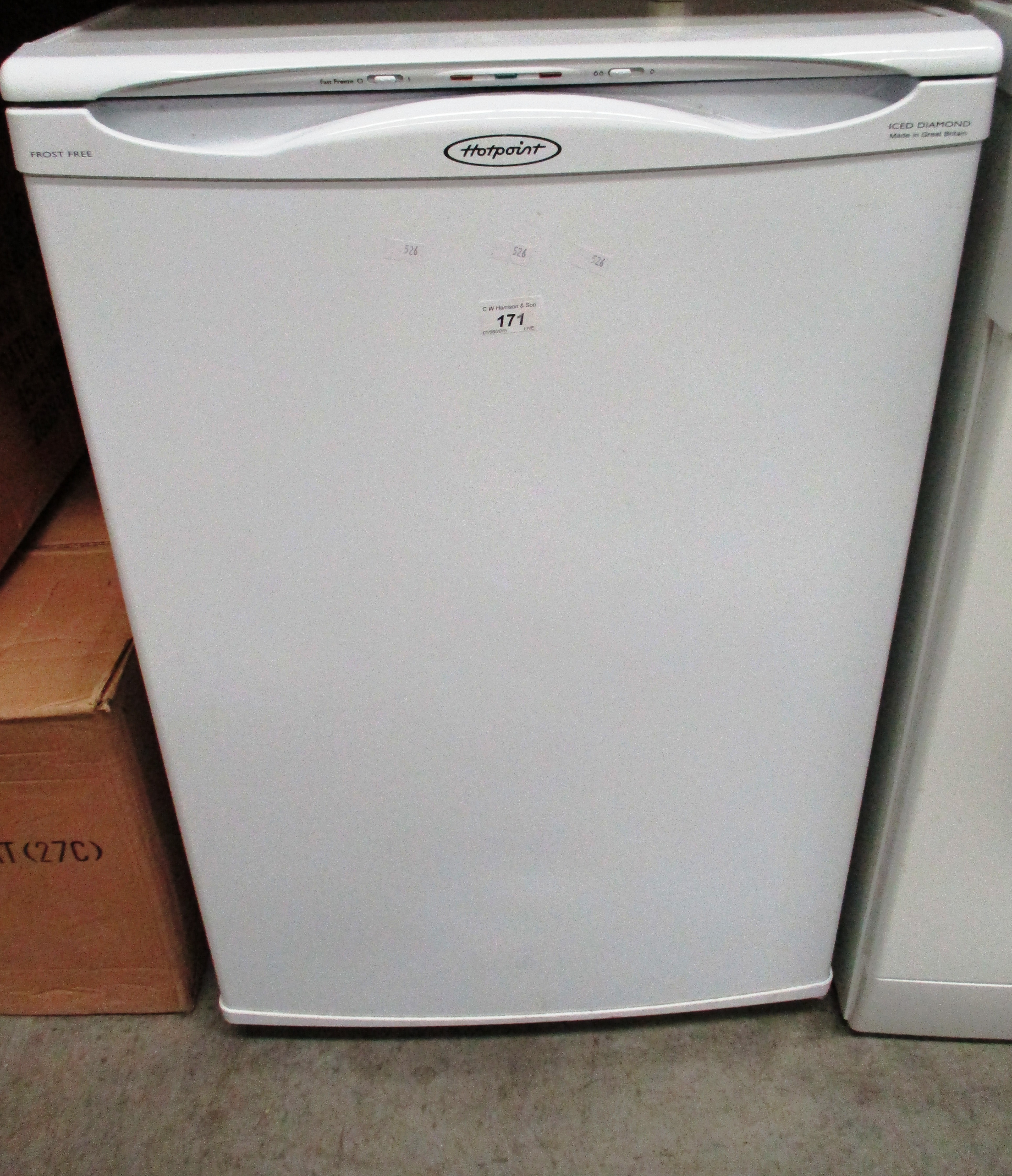 Hotpoint Iced Diamond frost free white under counter freezer