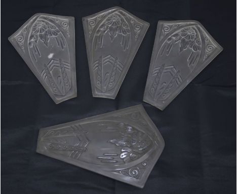 Lorraine Nancy; a set of Art Deco glass lighting panels, signed Lorraine France to centre&nbsp;