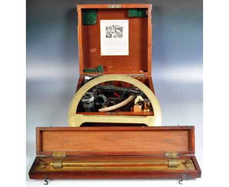 A 20th Century Heath &amp; Co "Hezzanith" mahogany cased sextant&nbsp;having a brass and silvered sector with a series of col