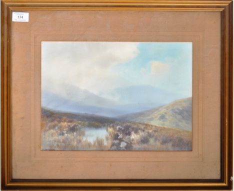 Frederick John Widgery (1861-1942) A watercolour on paper painting depicting a mountainous landscape scene likely Dartmoor wi