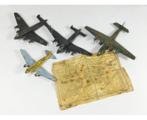 DINKY TOYS AIRCRAFT ETC. Three Dinky Toys aircraft: a 62y Giant High Speed Monoplane with 'Gliding' ring, a 67a Junkers Ju89 