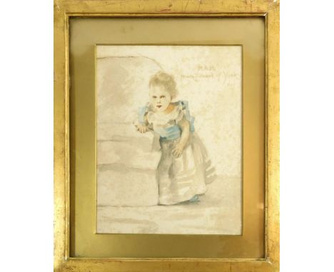 VICTORIAN WATERCOLOUR. A Victorian watercolour of 'H.R.H. Prince Edward of York, 1895'. To the reverse, a hand written inscri