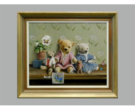 DEBORAH JONES. 'Nursery Shelf'. Oil on canvas. Signed & dated LXXXIV (84). 40 x 49cm.  Please note that all items in this auc