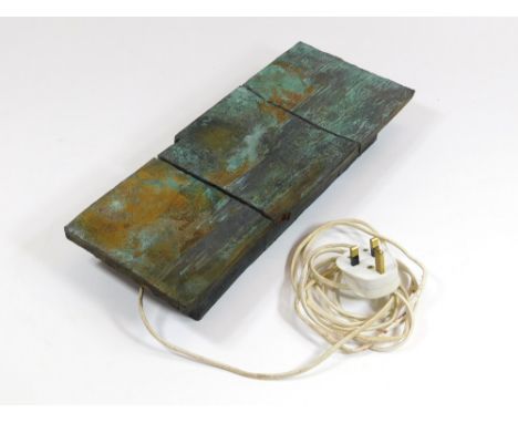 JOHN BEDDING. A slab-built, wall-hung lamp by John Bedding. Unmarked. Purchased from the maker. Length 39cm.  Please note tha