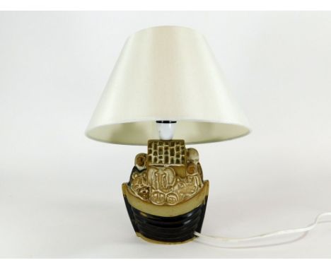 TREMAEN POTTERY. A Tremaen Pottery, Newlyn 'Noah's Ark' design lamp base. Height excl. fitting 16cm.  Please note that all it