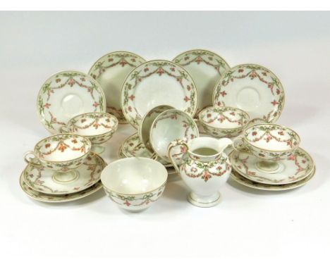 LIMOGES. A quantity of Limoges C. Ahrenfeldt porcelain produced for W.H. Rhodes Ltd., Birmingham. Comprising 6 plates, 5 sauc