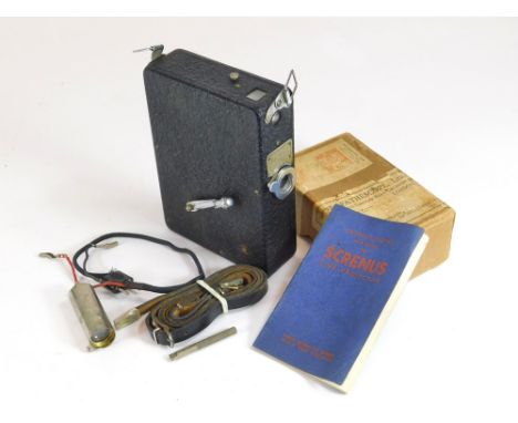 SCRENUS CINE CAMERA ETC. A Screnus cine camera/projector, c.1935. Complete with original accessories box, instructions, carry