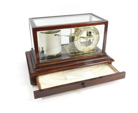 BAROGRAPH. A mahogany cased barograph with barometer dial by Kelvin, White & Hutton, 11, Billiter St., London EC. With chart 