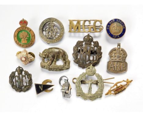 WARTIME BADGES ETC. Thirteen WWI & WWII badges etc. Includes WWII Women's Land Army, Royal Observer Corps & 307 Polish Squadr