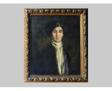 OIL PORTRAIT. A late 19th/early 20th century oil portrait of a lady. Oil on canvas. Unsigned. To the reverse a canvas stamp f