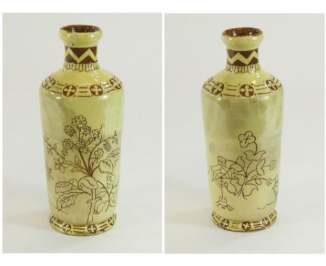 CHARLES H. BRANNAM. A scarce, first production year, sgraffito decorated, slipware art pottery vase by Charles H. Brannam. Si