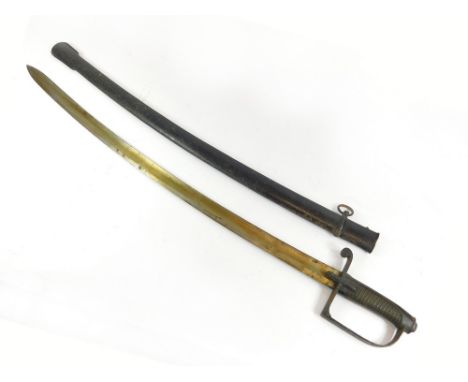 CAVALRY SWORD. A 19th century cavalry sword & scabbard, possibly German. Stamped retailers mark 'G. Putsch Solingen. Length 1