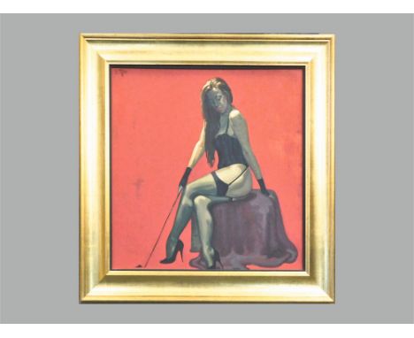 SHEILA TIFFIN. Self portrait. Oil on canvas. Signed. 50 x 50cm.  Please note that all items in this auction are previously ow