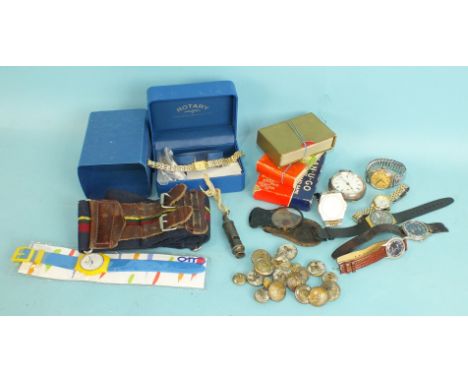 Roamer, a gentleman's 'Super-Shock' wrist watch, a Swatch wrist watch, a silver-cased pocket watch, (not working), other watc