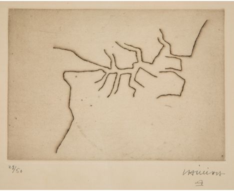 EDUARDO CHILLIDA JUANTEGUI (San Sebastian, 1924 - 2002)."Articulation".Etching on Rives BFK paper. Copy 28/50.Work reproduced