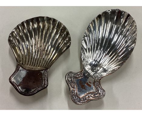 Two Georgian silver plated caddy spoons. Circa 1800. Est. £15 - £20.