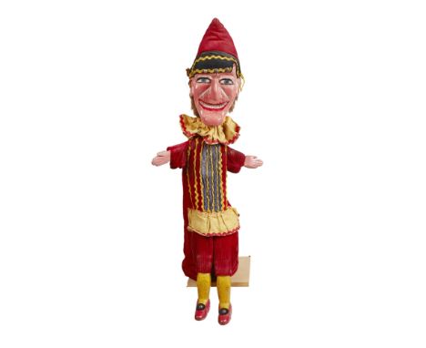 WAL KENT (1880-1961)  ENGLISH HAND PUPPET OF PUNCH, EARLY 20TH CENTURY   painted wood and fabric  66cm x 13cm x 13cm Note: In
