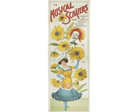 ANONYMOUS  EDWARDIAN MUSIC HALL POSTER, CIRCA 1900   advertising THE MUSICAL SCHÄFERS, lithographic print  149cm x 51cm (58.5