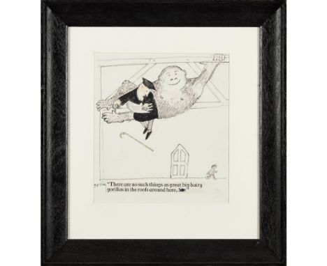 JOHN BURNINGHAM (B. 1936)  JOHN PATRICK NORMAN MCHENNESSY - THE BOY WHO WAS ALWAYS LATE   Ink, wash and crayon, framed, signe