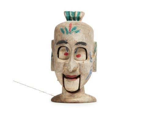 CHINESE PUPPET HEAD, ROD AND STRING PUPPETS  19TH AND 20TH CENTURY   painted wood and fabric, comprising PUPPET HEAD with mov